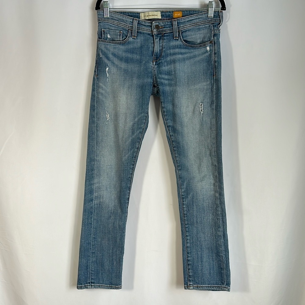 Pilcro and the Letterpress Light Blue Lightly Distressed Skinny Jeans